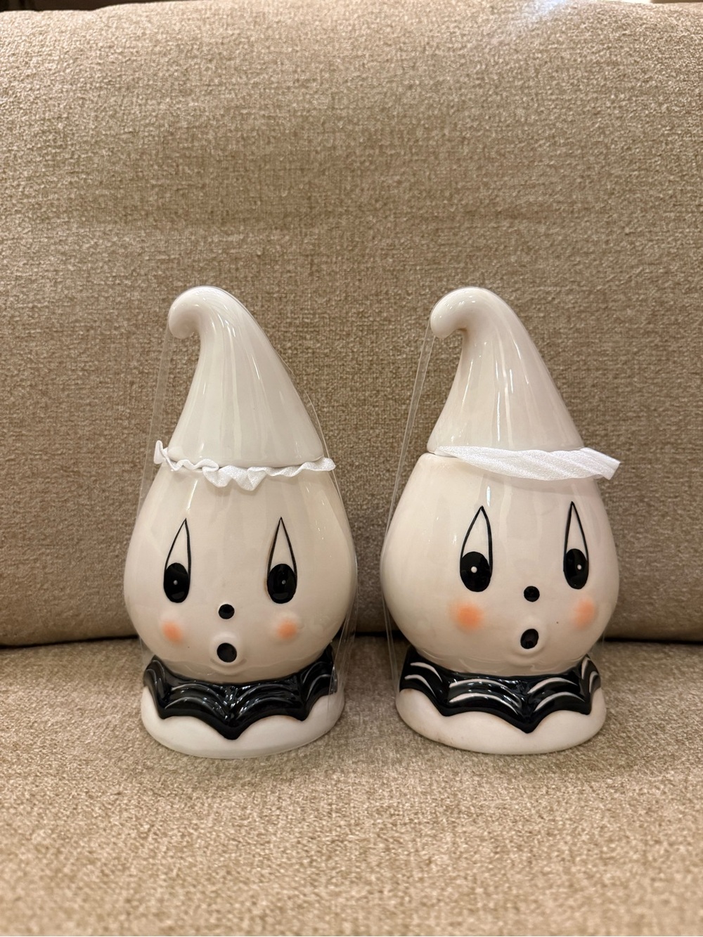 Johanna Parker Gus the Ghost Small Canisters Jars Set of 2 Brand New Halloween